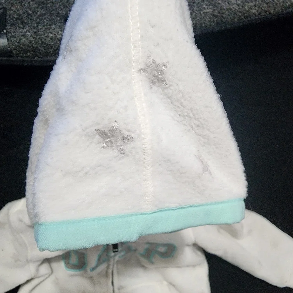 Baby Gap White Star‎ Fuzzy Fleece Zip Up Hoodie Jacket Toddler 2 Years